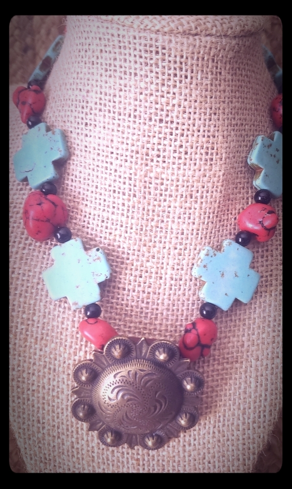 Western concho handmade necklace